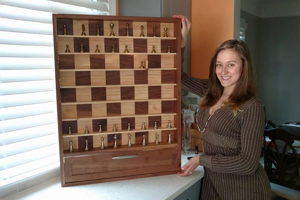 vertical wall hanging chess board and Maria